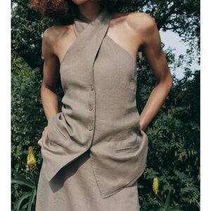 Zara Linen Halter vest top